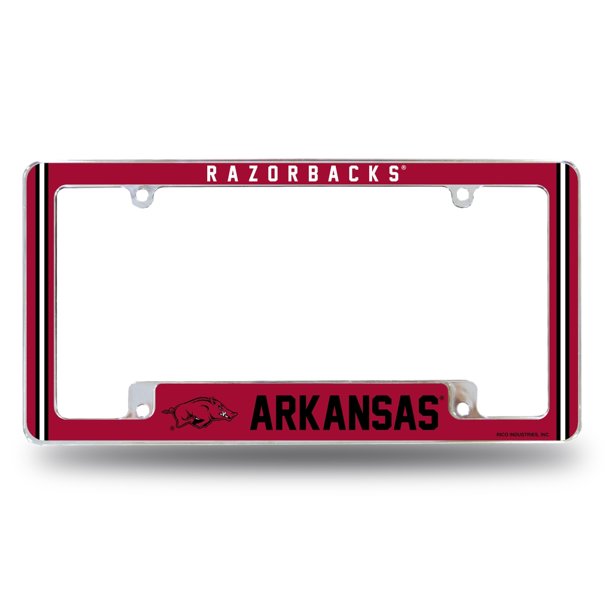 AFC360110B NCAA Arkansas Razorbacks Classic All Over Chrome License Plate Frame, 12 x 6 in.