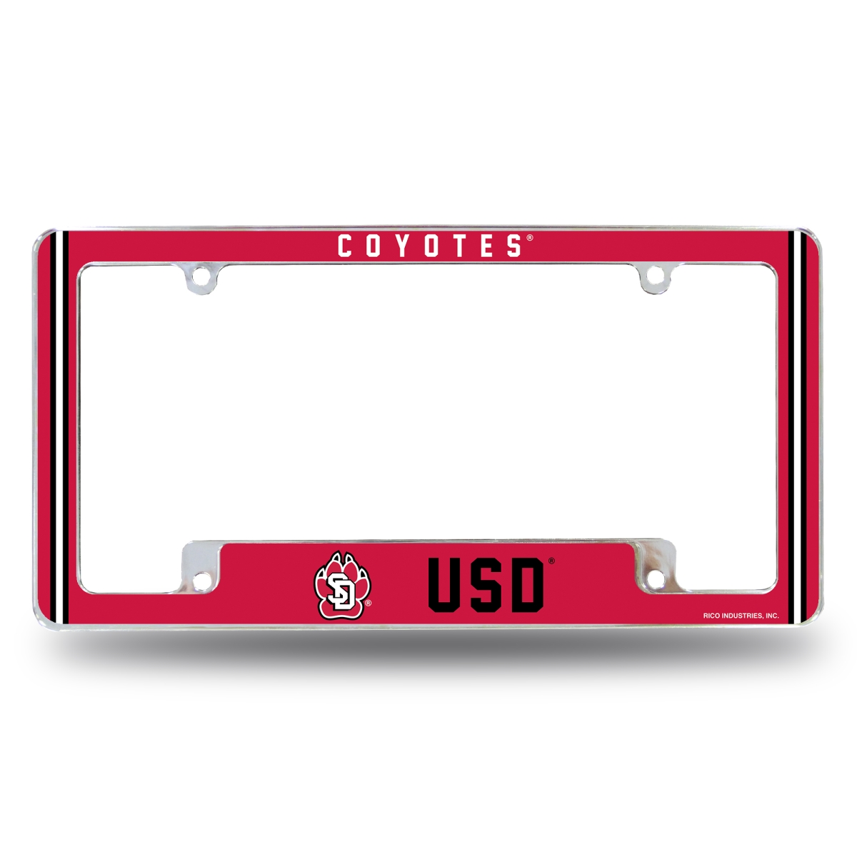 AFC410810B NCAA South Dakota Coyotes Classic All Over Chrome License Plate Frame, 12 x 6 in.
