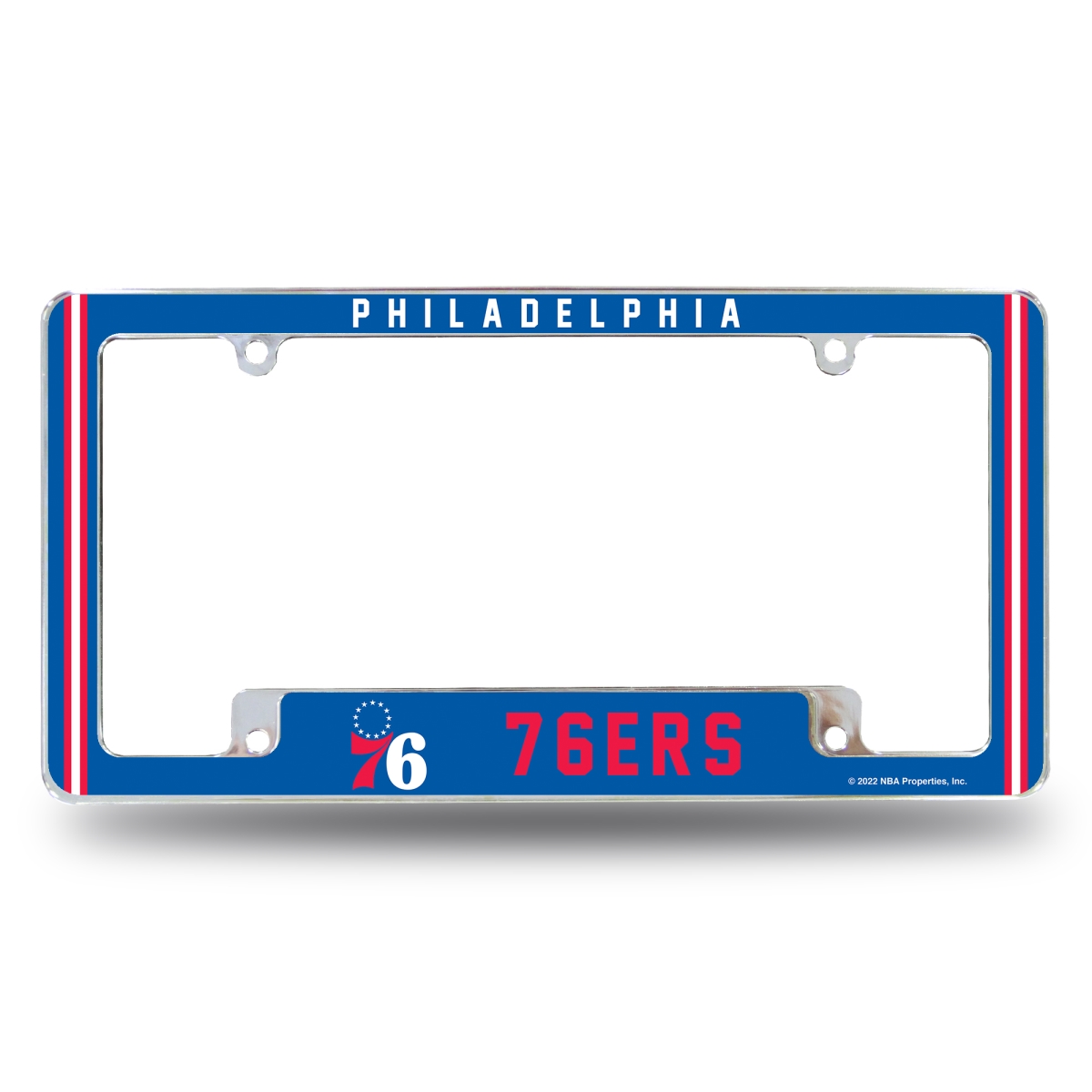 AFC90010B NBA Basketball Philadelphia 76ers Classic All Over Chrome License Plate Frame, 12 x 6 in.