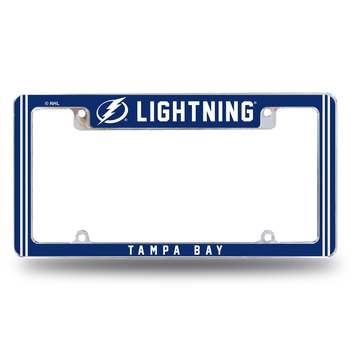 AFC9210T NHL Hockey Tampa Bay Lightning Classic All Over Chrome License Plate Frame, 12 x 6 in.