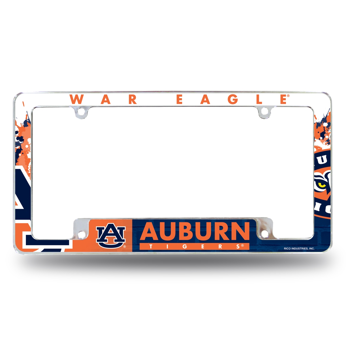 AFC150203B NCAA Auburn Tigers Primary All Over Chrome License Plate Frame, 12 x 6 in.