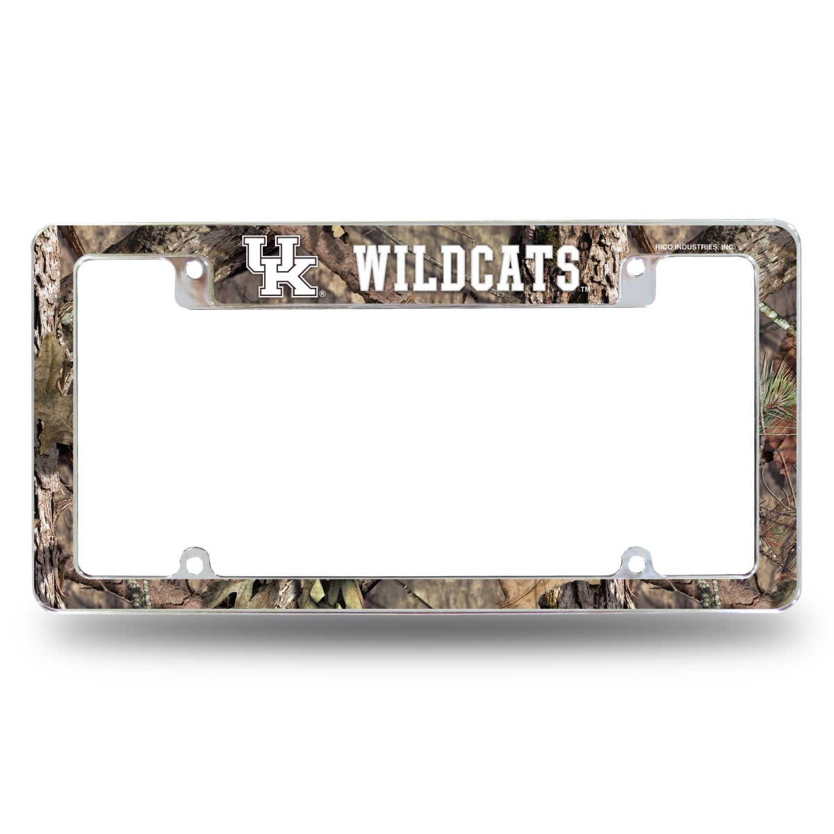 AFC190131TMO NCAA Kentucky Wildcats Mossy Oak All Over Chrome License Plate Frame, 12 x 6 in.