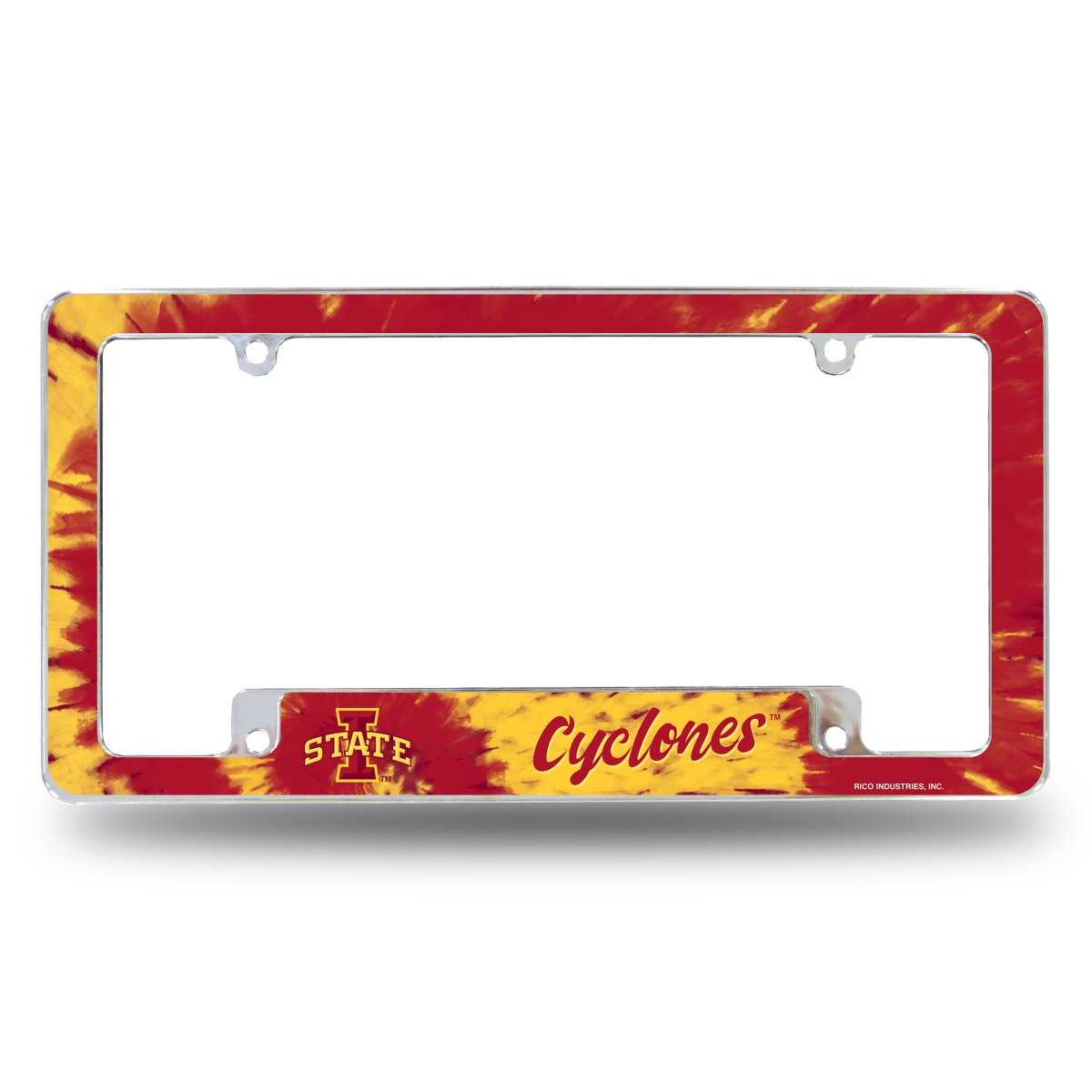 AFC250202BTD NCAA Iowa State Cyclones Tie Dye All Over Chrome License Plate Frame, 12 x 6 in.