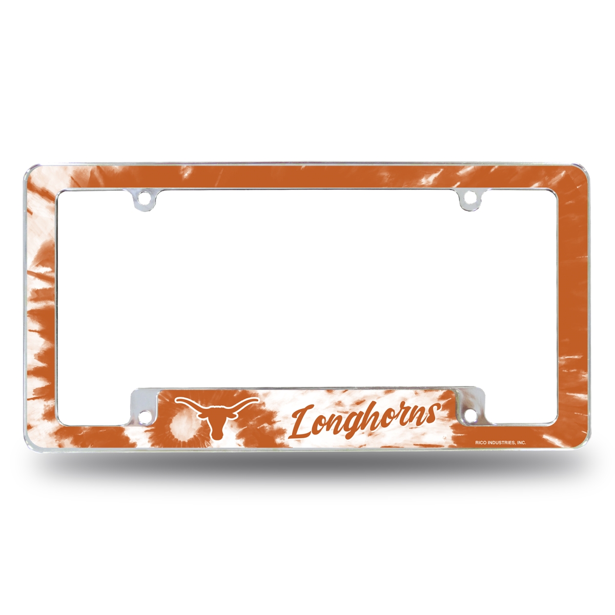 AFC260102BTD NCAA Texas Longhorns Tie Dye All Over Chrome License Plate Frame, 12 x 6 in.