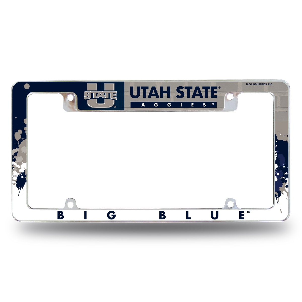 AFC530202T NCAA Utah State Aggies Primary All Over Chrome License Plate Frame, 12 x 6 in.