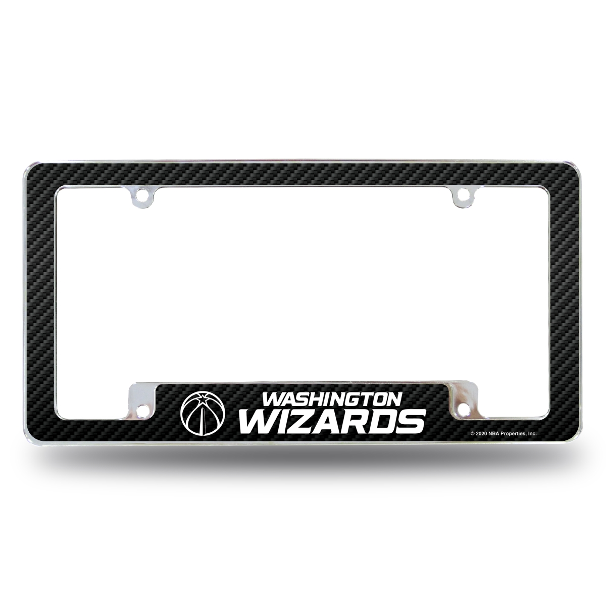 AFC71002BCF NBA Basketball Washington Wizards Black All Over Chrome License Plate Frame, 12 x 6 in.