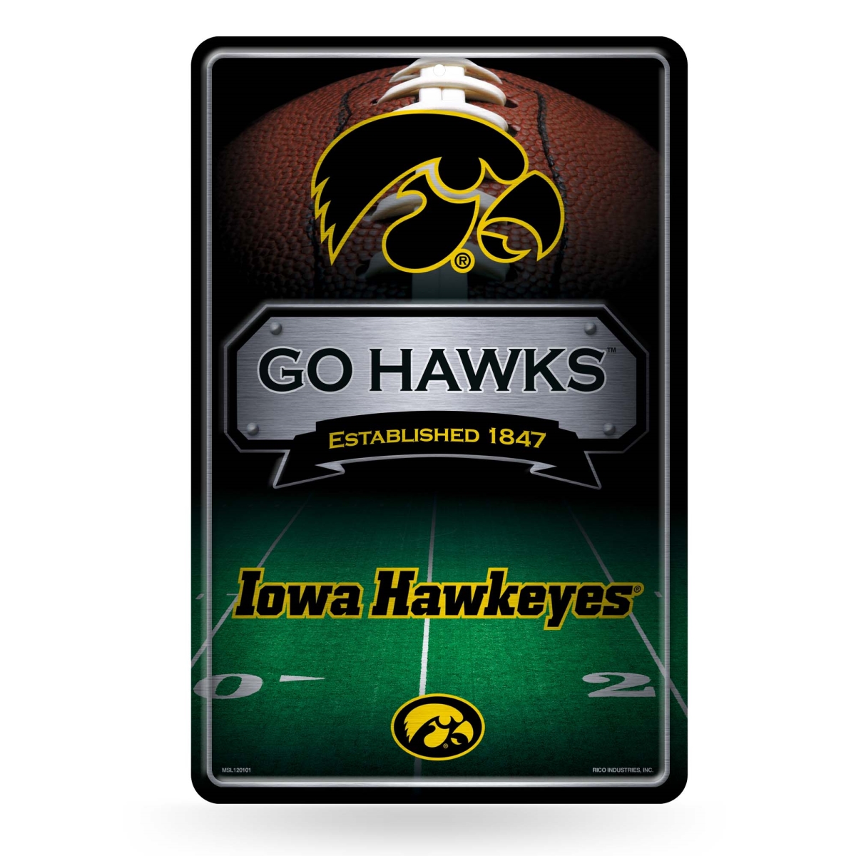 Picture of Rico Industries MSL250102 NCAA Iowa Hawkeyes 11 x 17 in. Home Decor Sign