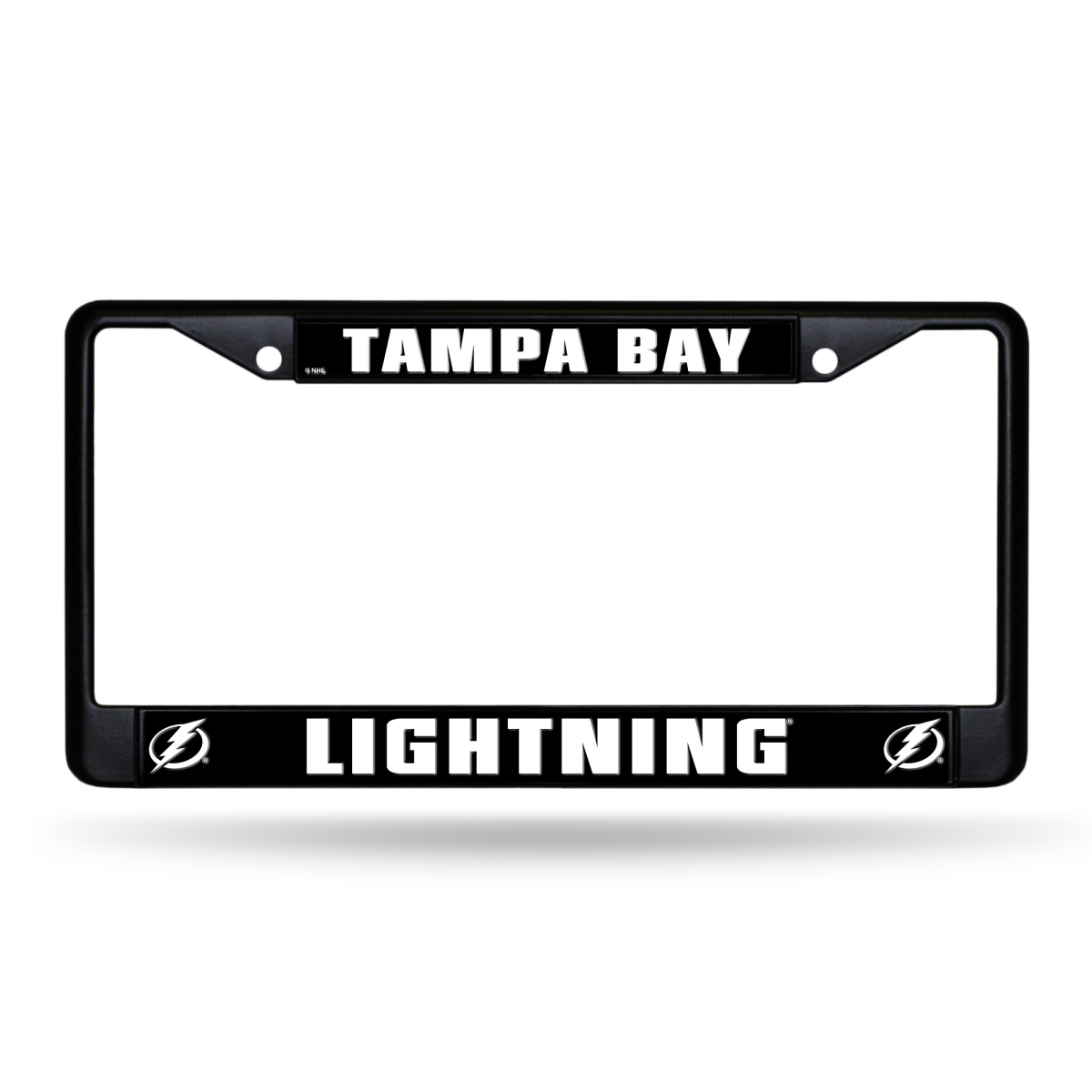 FBC9206 NHL Hockey Tampa Bay Lightning Black License Plate Frame, 12 x 6 in.