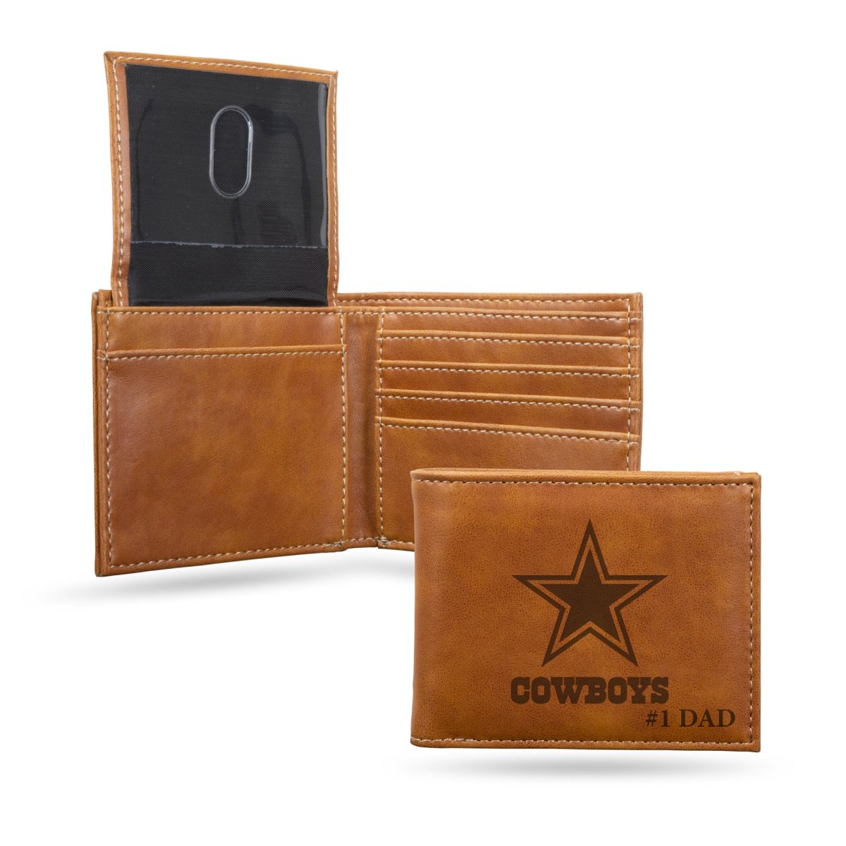 Picture of Rico Industries LEBILD1830BR No.1 DAD NFL Football Dallas Cowboys Laser Engraved Bill-fold Wallet for Slim Design & Great Gift