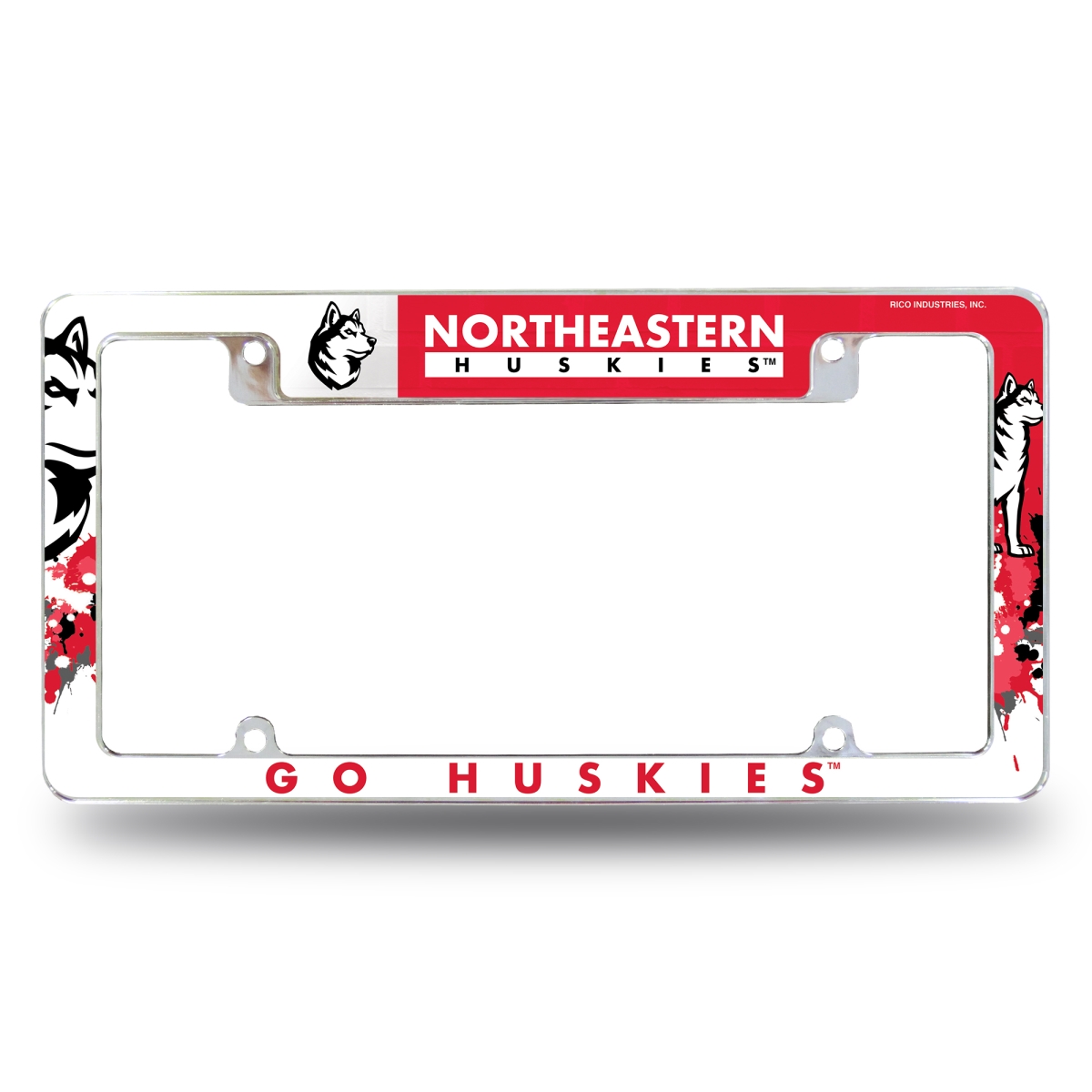AFC230301T NCAA Northeastern Huskies Primary All Over Chrome License Plate Frame, 12 x 6 in.