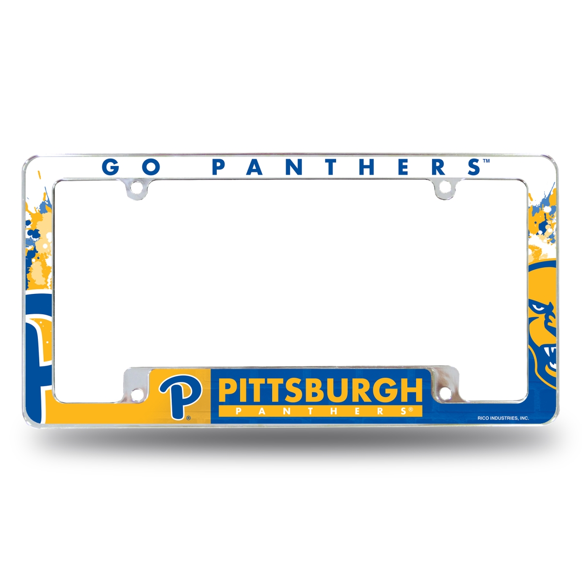 AFC210401B NCAA Pitt Panthers Primary All Over Chrome License Plate Frame, 12 x 6 in.