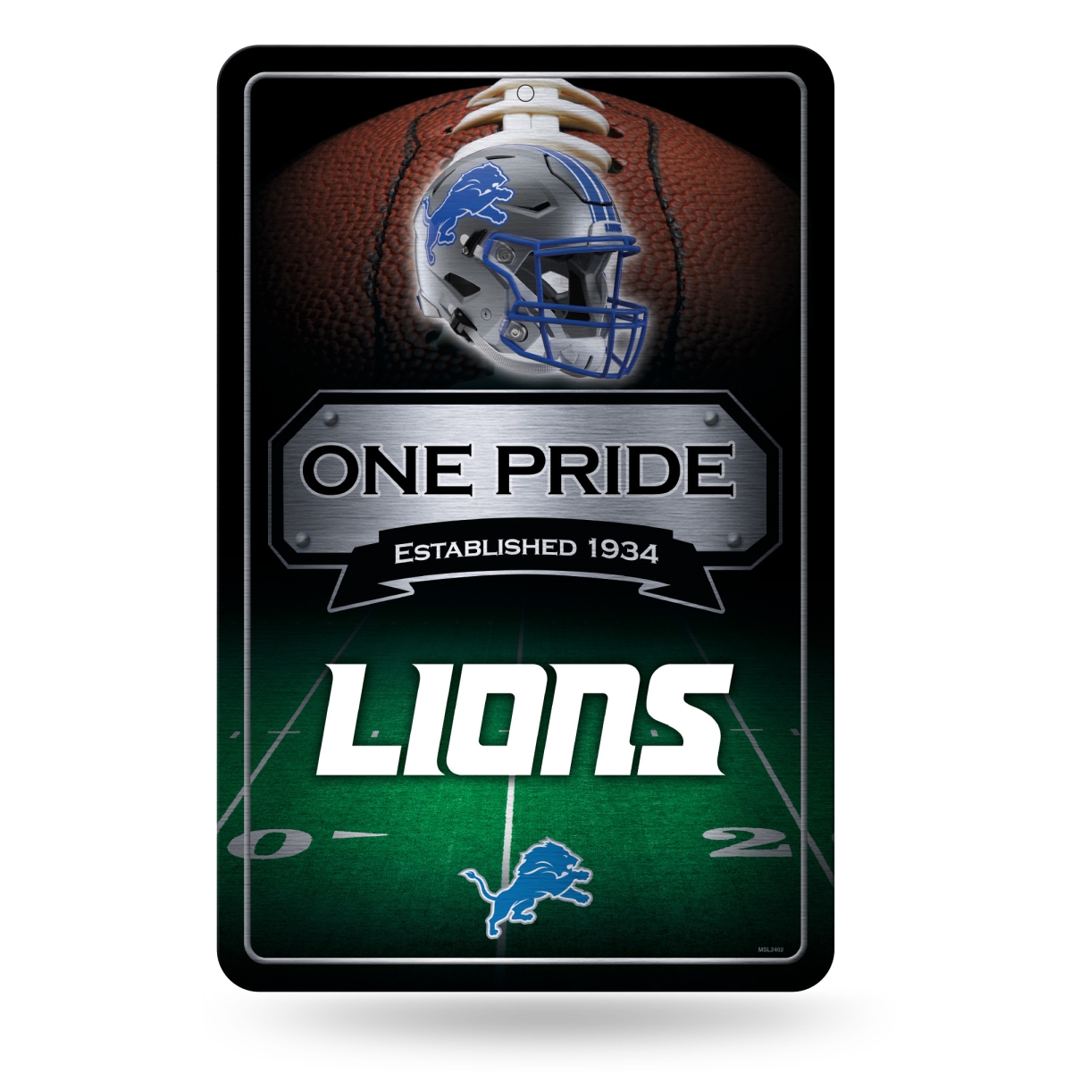 Picture of Rico Industries MSL2403 11 x 17 in. NFL Football Detroit Lions with Metal Home Decor Sign