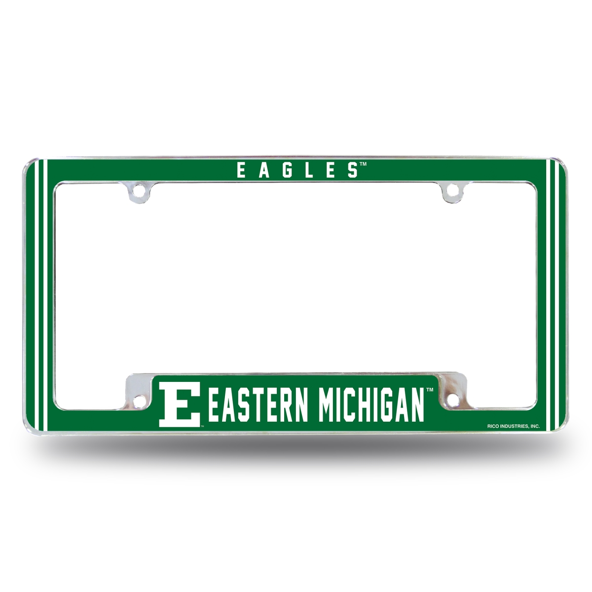 AFC220501B NCAA Eastern Michigan Eagles All Over Chrome License Plate Frame, 12 x 6 in.