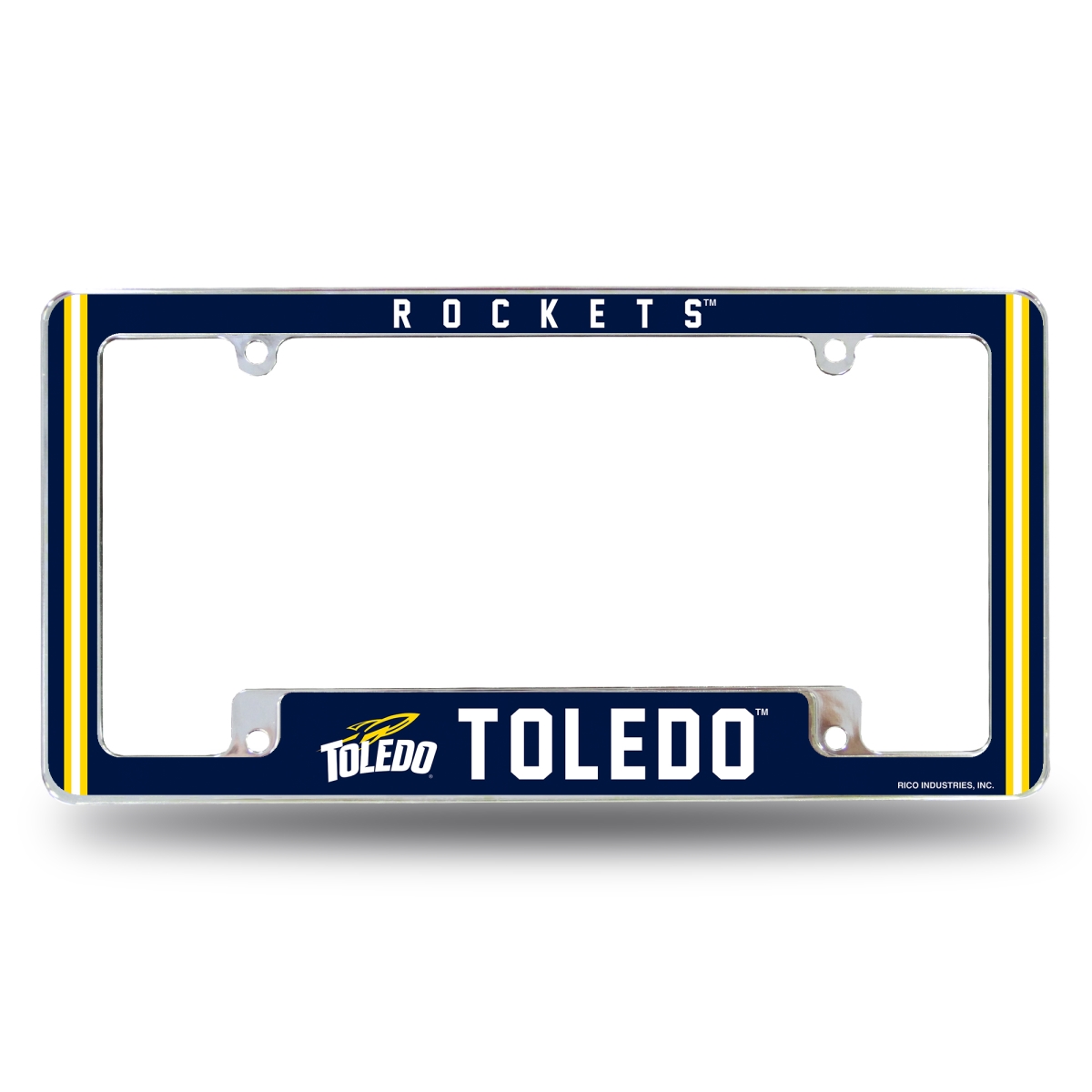 AFC300901B NCAA Toledo Rockets All Over Chrome License Plate Frame, 12 x 6 in.