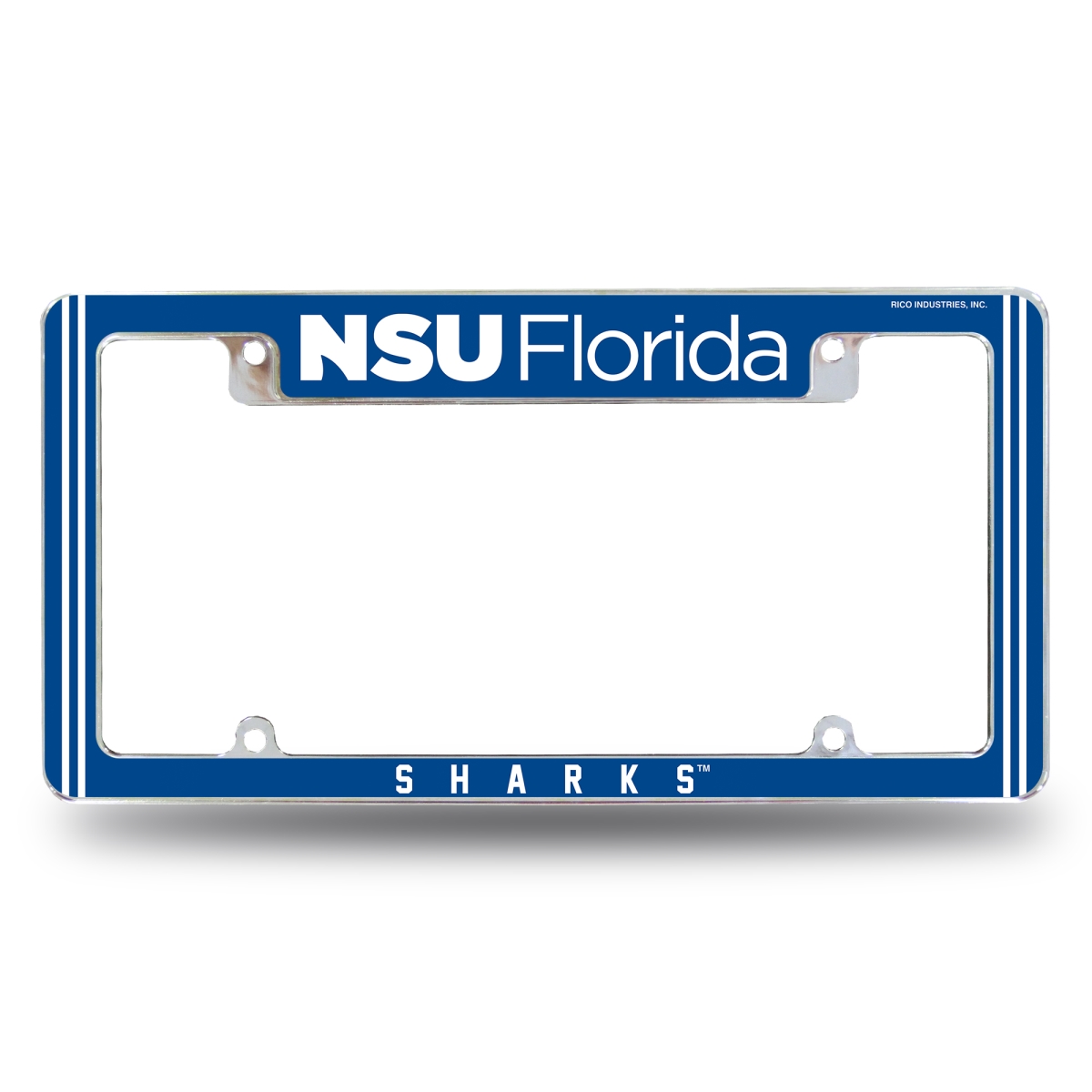 AFC101401T NCAA Nova Southeastern Sharks All Over Chrome License Plate Frame, 12 x 6 in.