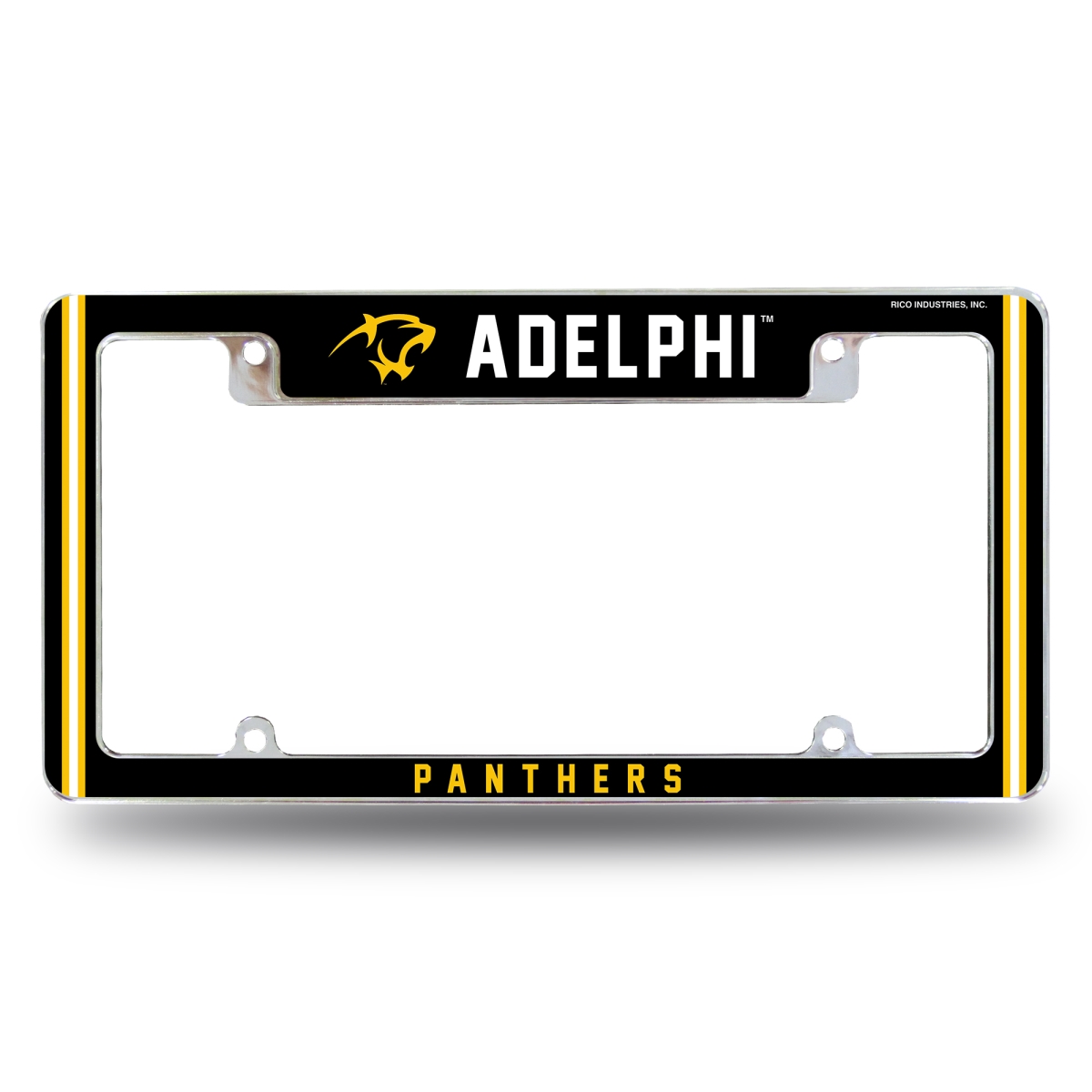AFC272901T NCAA Adelphi University Panthers All Over Chrome License Plate Frame, 12 x 6 in.