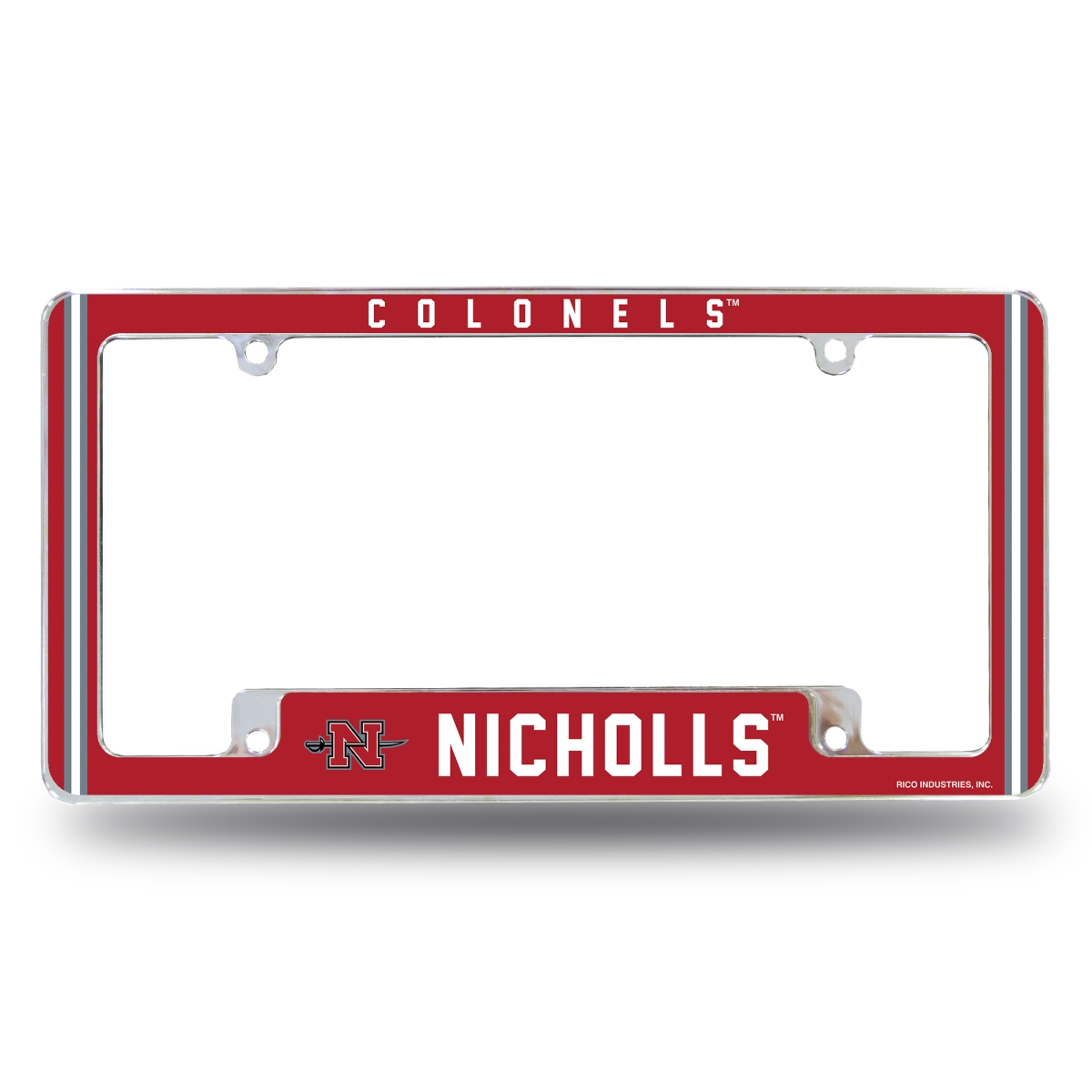 AFC170801B NCAA Nicholls Colonels All Over Chrome License Plate Frame, 12 x 6 in.