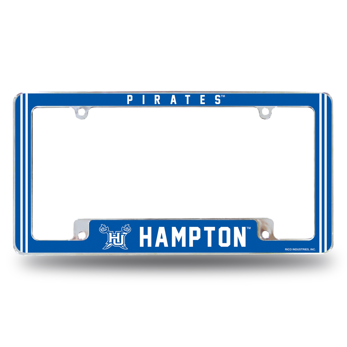 AFC341501B NCAA Hampton Pirates All Over Chrome License Plate Frame, 12 x 6 in.