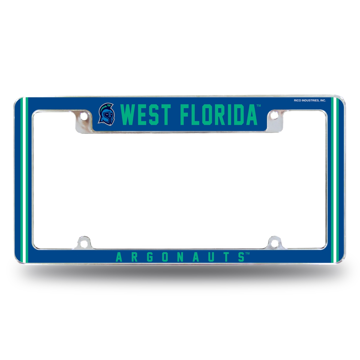 AFC101801T NCAA West Florida Argonauts All Over Chrome License Plate Frame, 12 x 6 in.