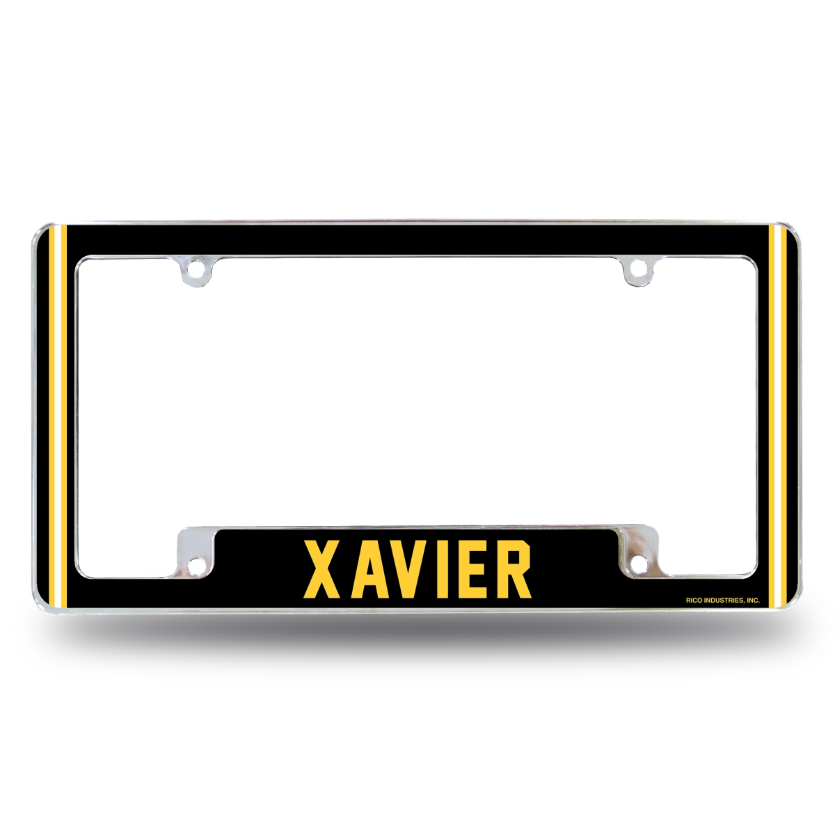 AFC171301B NCAA Xavier - LA Gold Rush All Over Chrome License Plate Frame, 12 x 6 in.