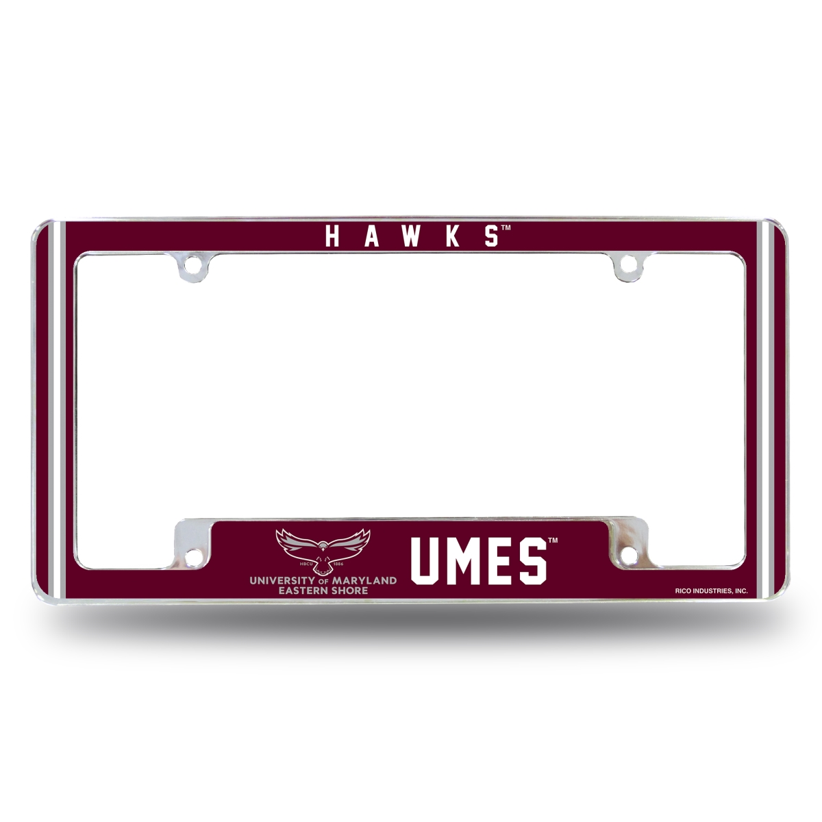 AFC321201B NCAA Maryland-Eastern Shore Hawks All Over Chrome License Plate Frame, 12 x 6 in.