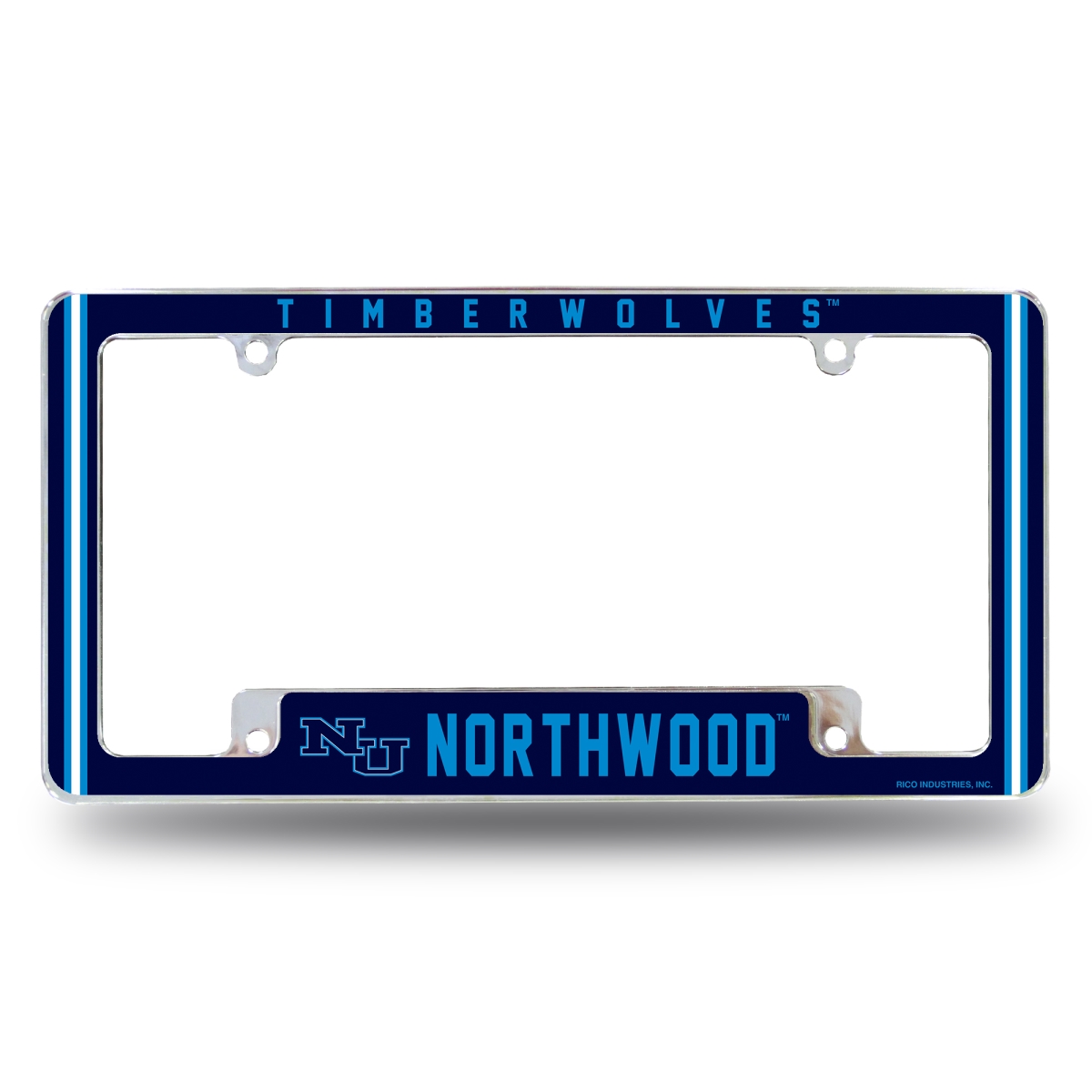 AFC221501B NCAA Northwood Timberwolves All Over Chrome License Plate Frame, 12 x 6 in.