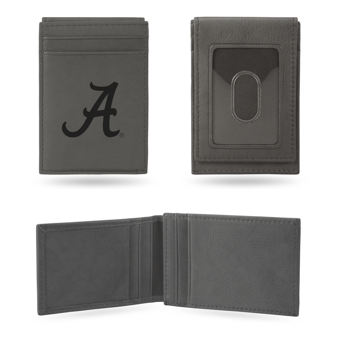LEFPW150101GY NCAA Alabama Crimson Tide Gray Laser Engraved Front Pocket Wallet