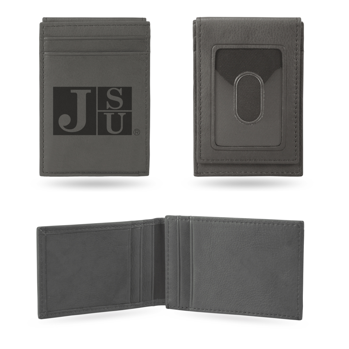 LEFPW160401GY NCAA Jackson State Tigers - JSU Gray Laser Engraved Front Pocket Wallet