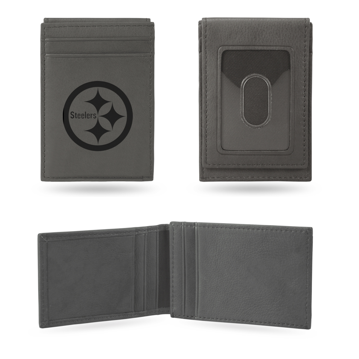 Picture of Rico Industries LEFPW2301GY NFL Football Pittsburgh Steelers Gray Laser Engraved Front Pocket Wallet