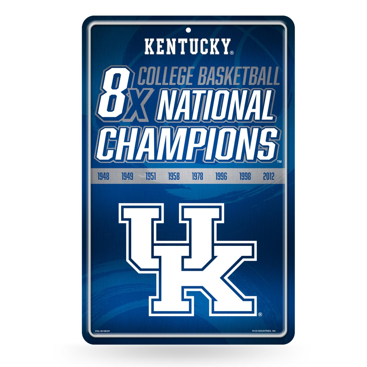 Picture of Rico Industries MSL1901BC8T NCAA Kentucky Wildcats Champ 11 x 17 in. Home Decor Sign