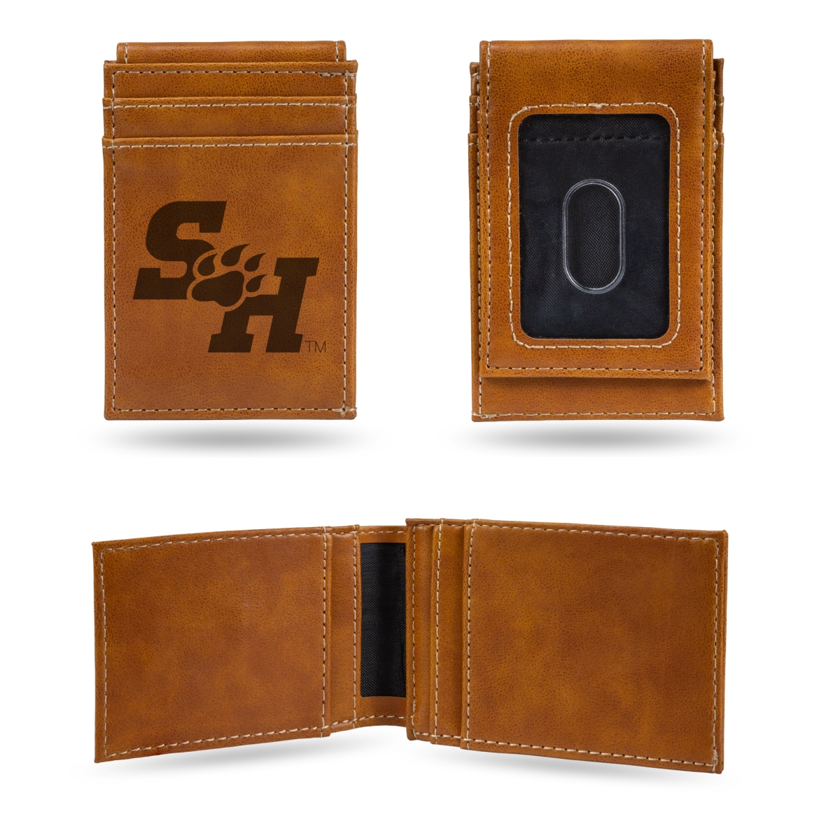 LEFPW261701BR NCAA Sam Houston State Bearkats Brown Laser Engraved Front Pocket Wallet