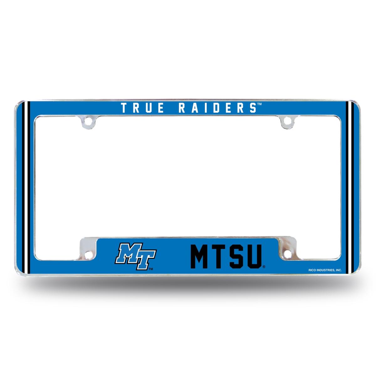 AFC180610B NCAA Middle Tennessee Blue Raiders Classic All Over Chrome License Plate Frame, 12 x 6 in.