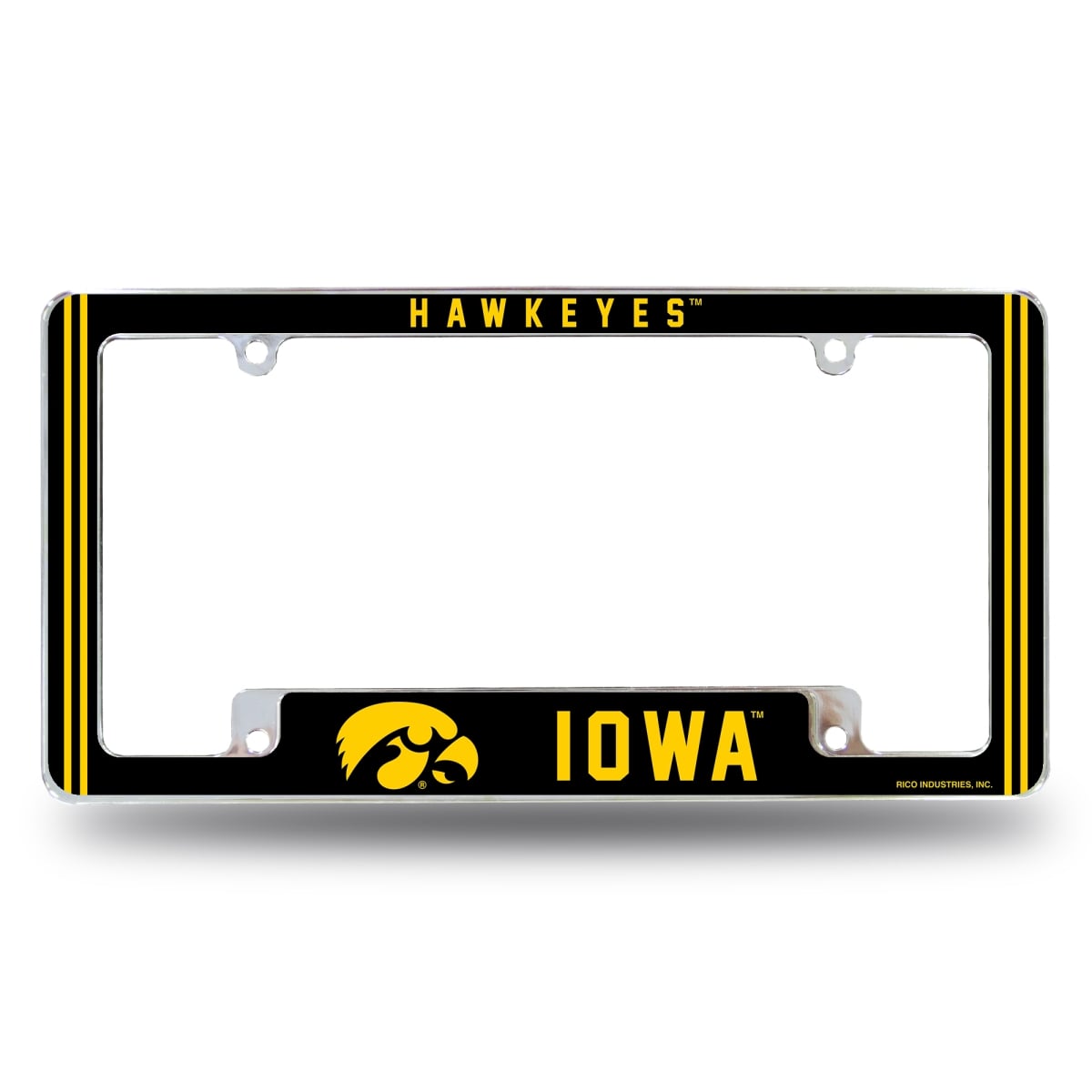 AFC250110B NCAA Iowa Hawkeyes Classic All Over Chrome License Plate Frame, 12 x 6 in.