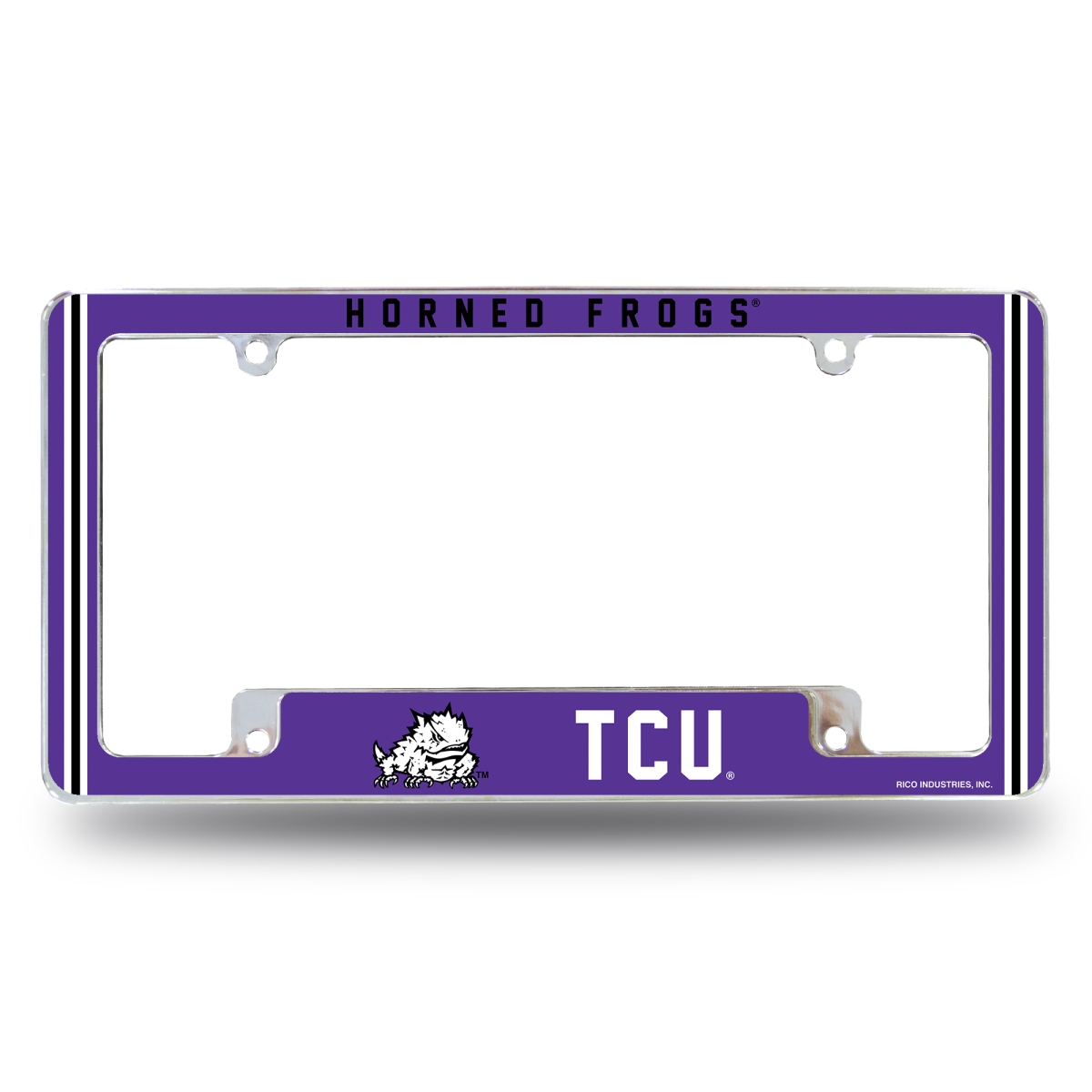 AFC260510B NCAA TCU Horned Frogs Classic All Over Chrome License Plate Frame, 12 x 6 in.