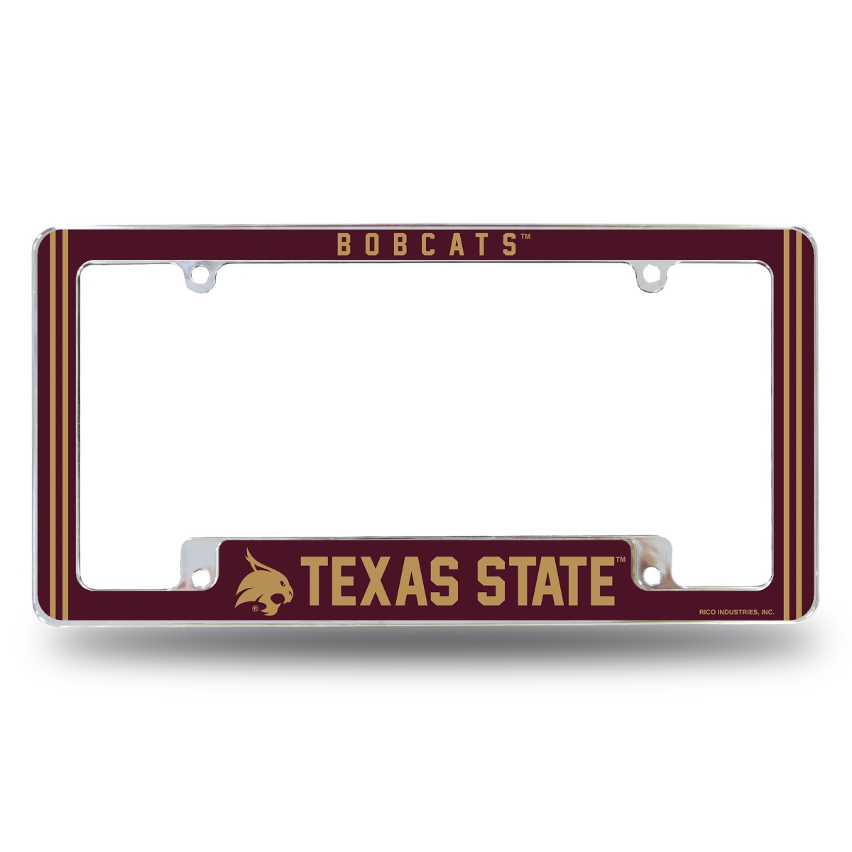 AFC261210B NCAA Texas State Bobcats Classic All Over Chrome License Plate Frame, 12 x 6 in.