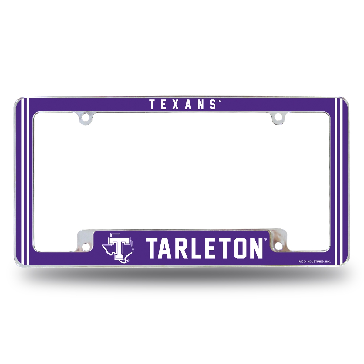 AFC262210B NCAA Tarleton State Texans Classic All Over Chrome License Plate Frame, 12 x 6 in.