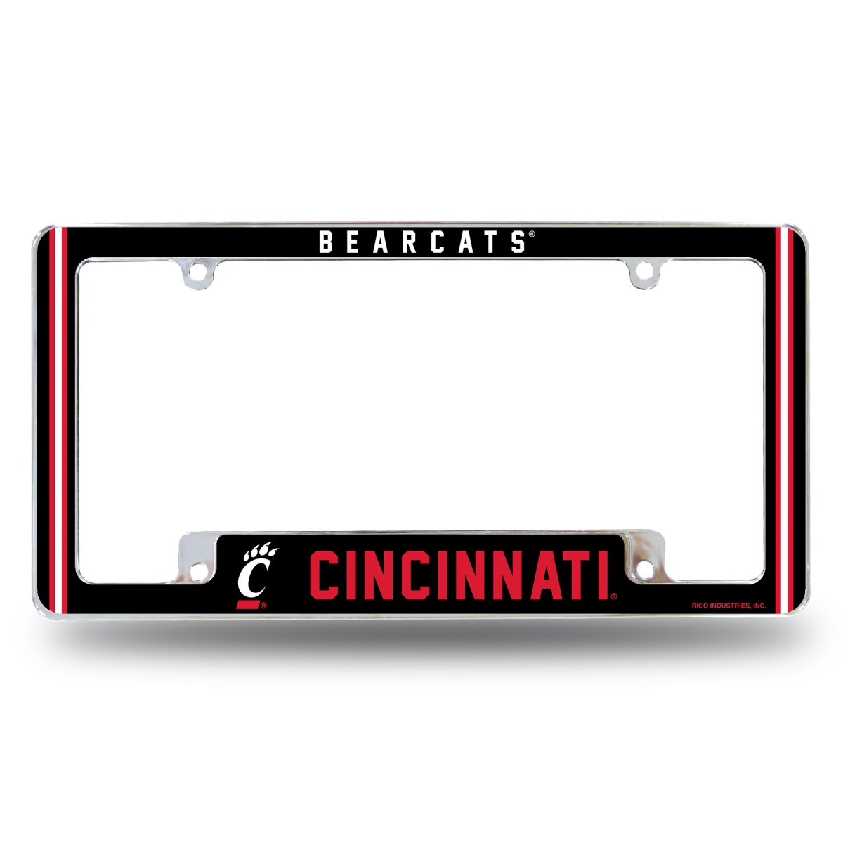 AFC300410B NCAA Cincinnati Bearcats Classic All Over Chrome License Plate Frame, 12 x 6 in.