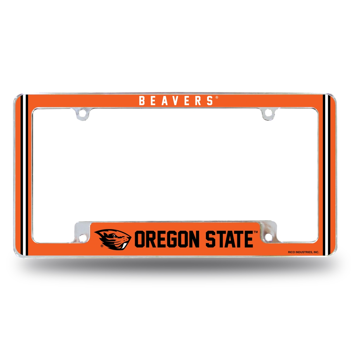 AFC510310B NCAA Oregon State Beavers Classic All Over Chrome License Plate Frame, 12 x 6 in.