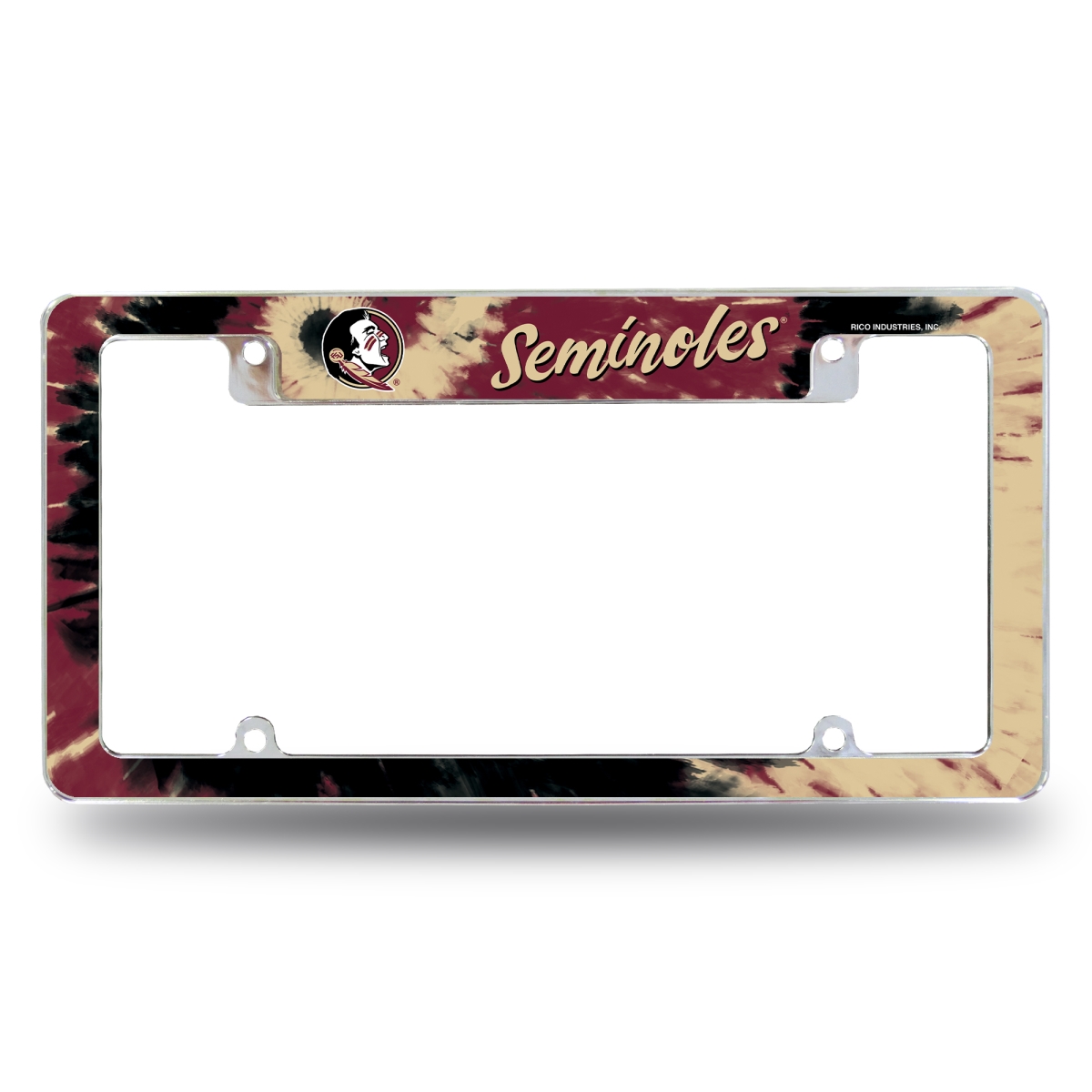AFC100202TTD NCAA Florida State Seminoles Tie Dye All Over Chrome License Plate Frame, 12 x 6 in.