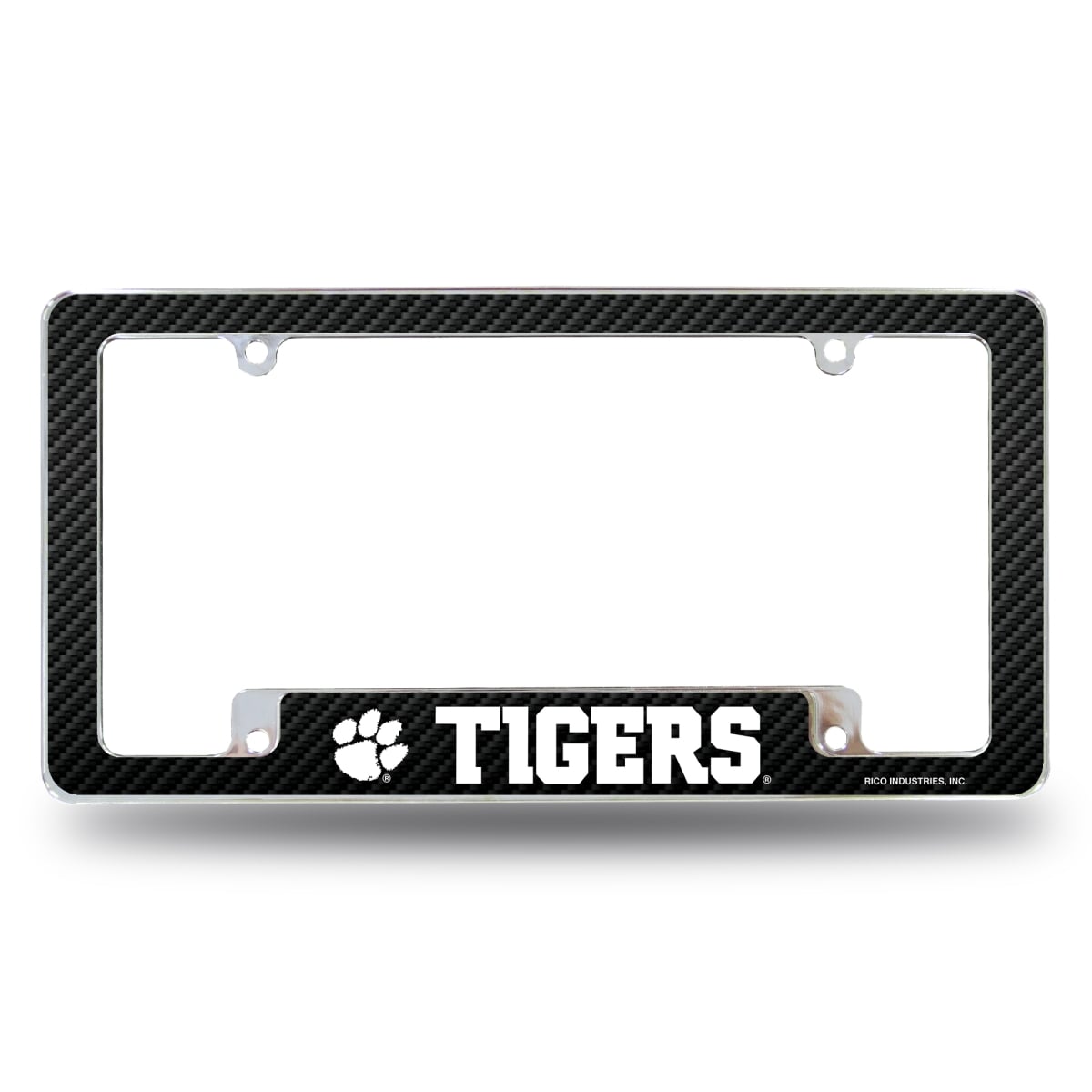 AFC120202BCF NCAA Clemson Tigers Black All Over Chrome License Plate Frame, 12 x 6 in.