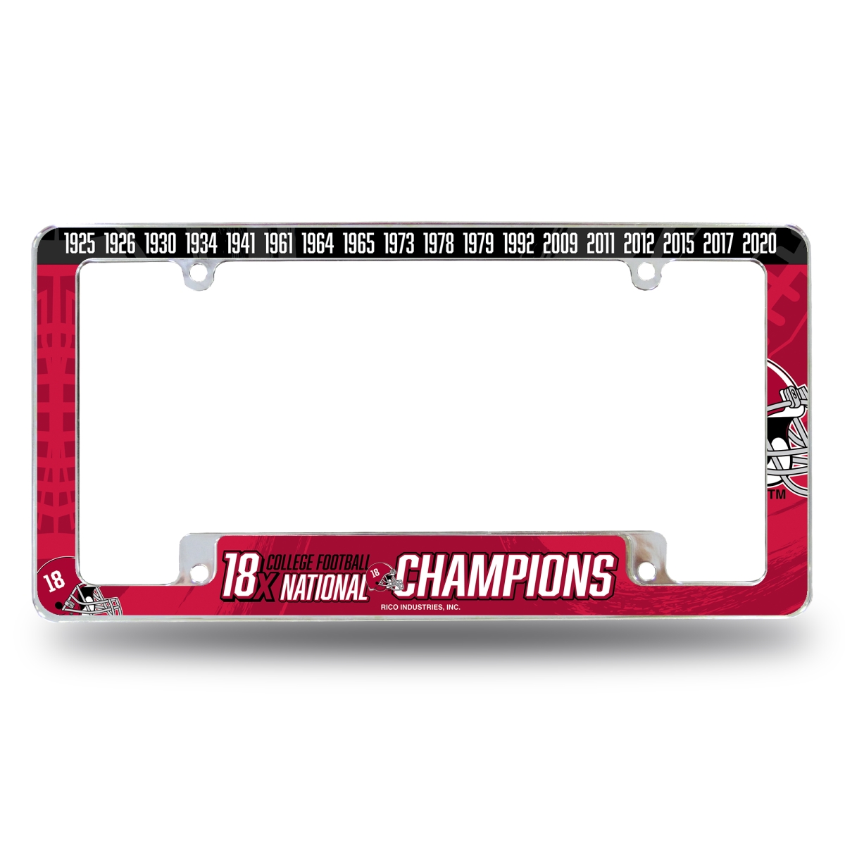 AFC1501NC18T-1 NCAA Alabama Crimson Tide Multi Champ All Over Chrome License Plate Frame, 12 x 6 in.