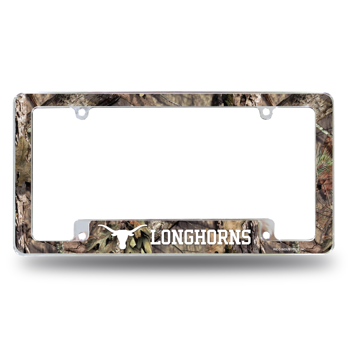 AFC260131BMO NCAA Texas Longhorns Mossy Oak All Over Chrome License Plate Frame, 12 x 6 in.