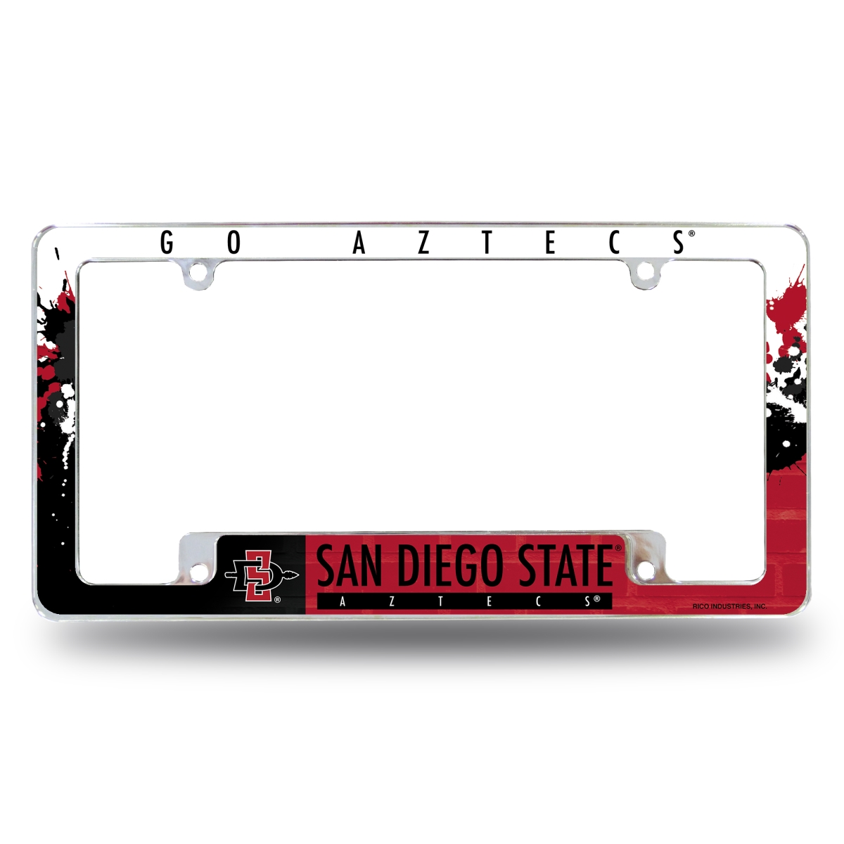 AFC291302B NCAA San Diego State Aztecs - SDSU Primary All Over Chrome License Plate Frame, 12 x 6 in.
