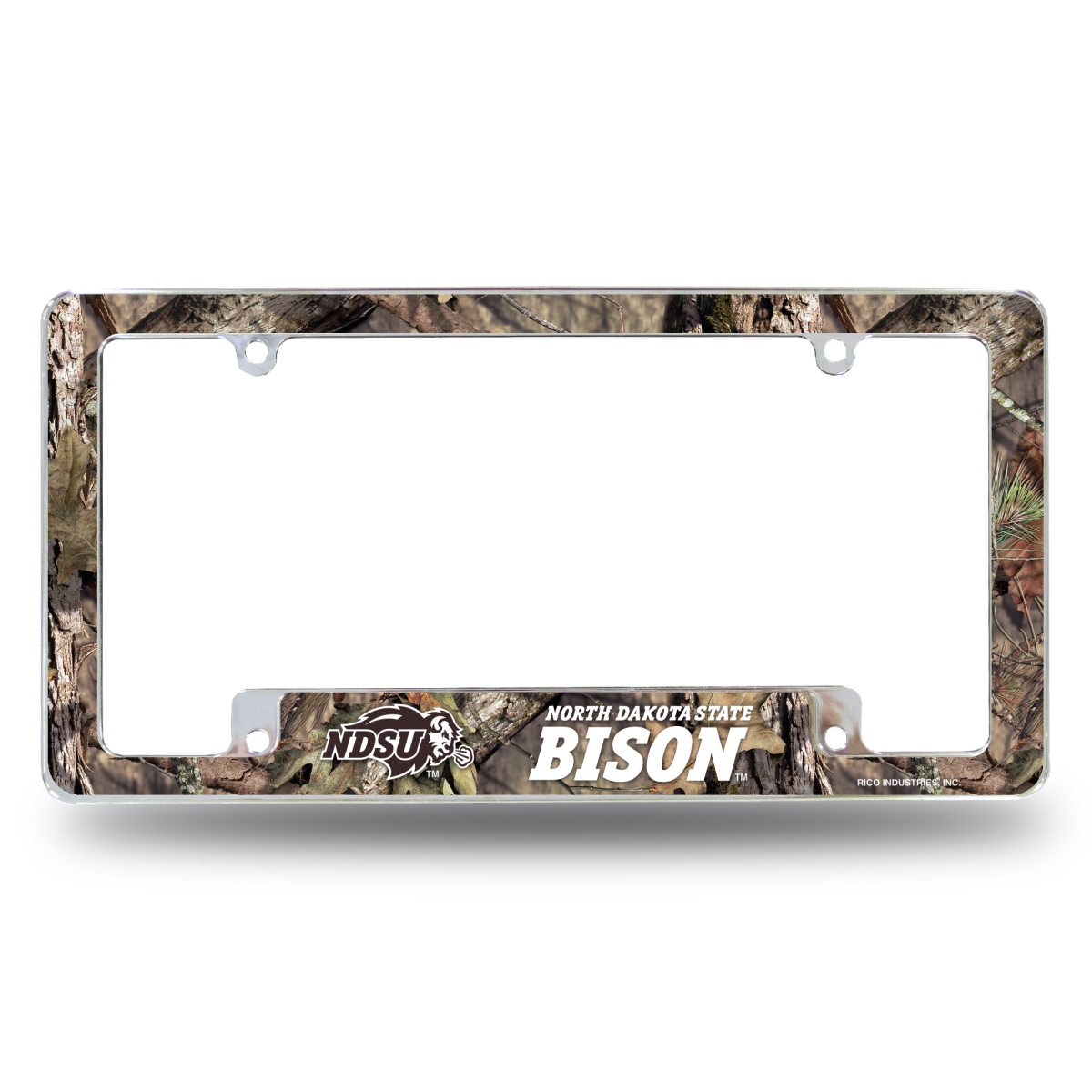 AFC410431BMO NCAA North Dakota State Bison Mossy Oak All Over Chrome License Plate Frame, 12 x 6 in.