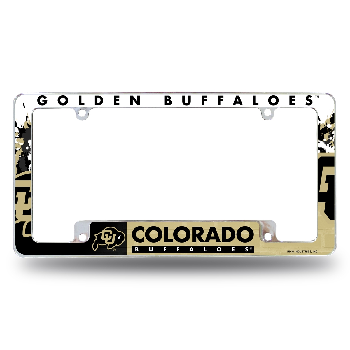 AFC500102B NCAA Colorado Buffaloes Primary All Over Chrome License Plate Frame, 12 x 6 in.