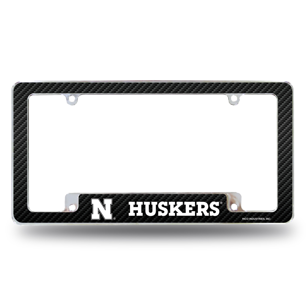 AFC410103BCF NCAA Nebraska Cornhuskers Black All Over Chrome License Plate Frame, 12 x 6 in.
