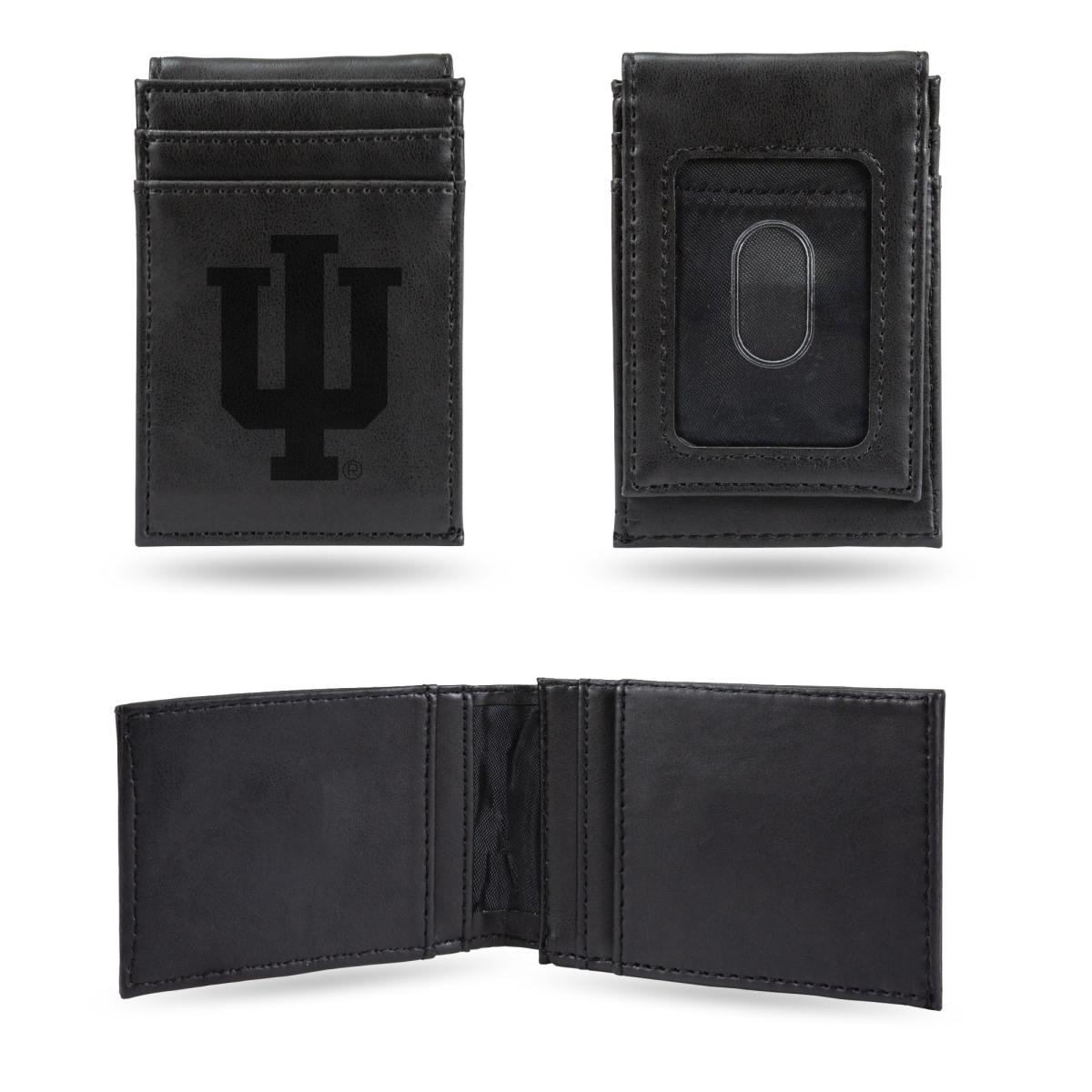 Picture of Rico Industries LEFPW200102BK NCAA Indiana Hoosiers Black Laser Engraved Front Pocket Wallet