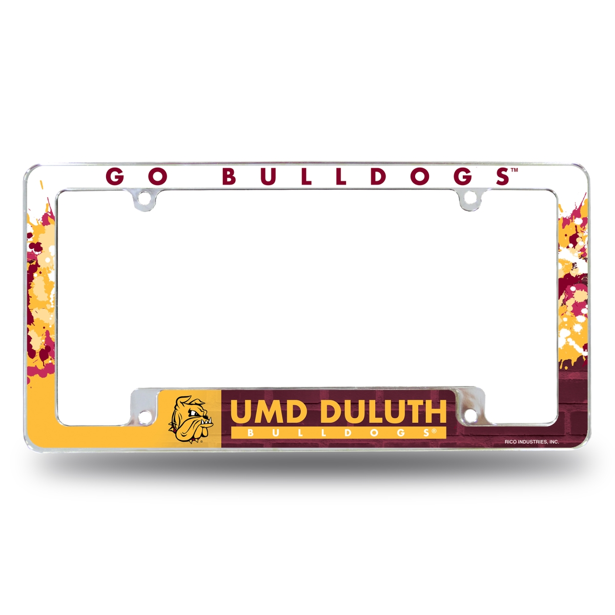 AFC380201B NCAA Minnesota-Duluth Bulldogs Primary All Over Chrome License Plate Frame, 12 x 6 in.