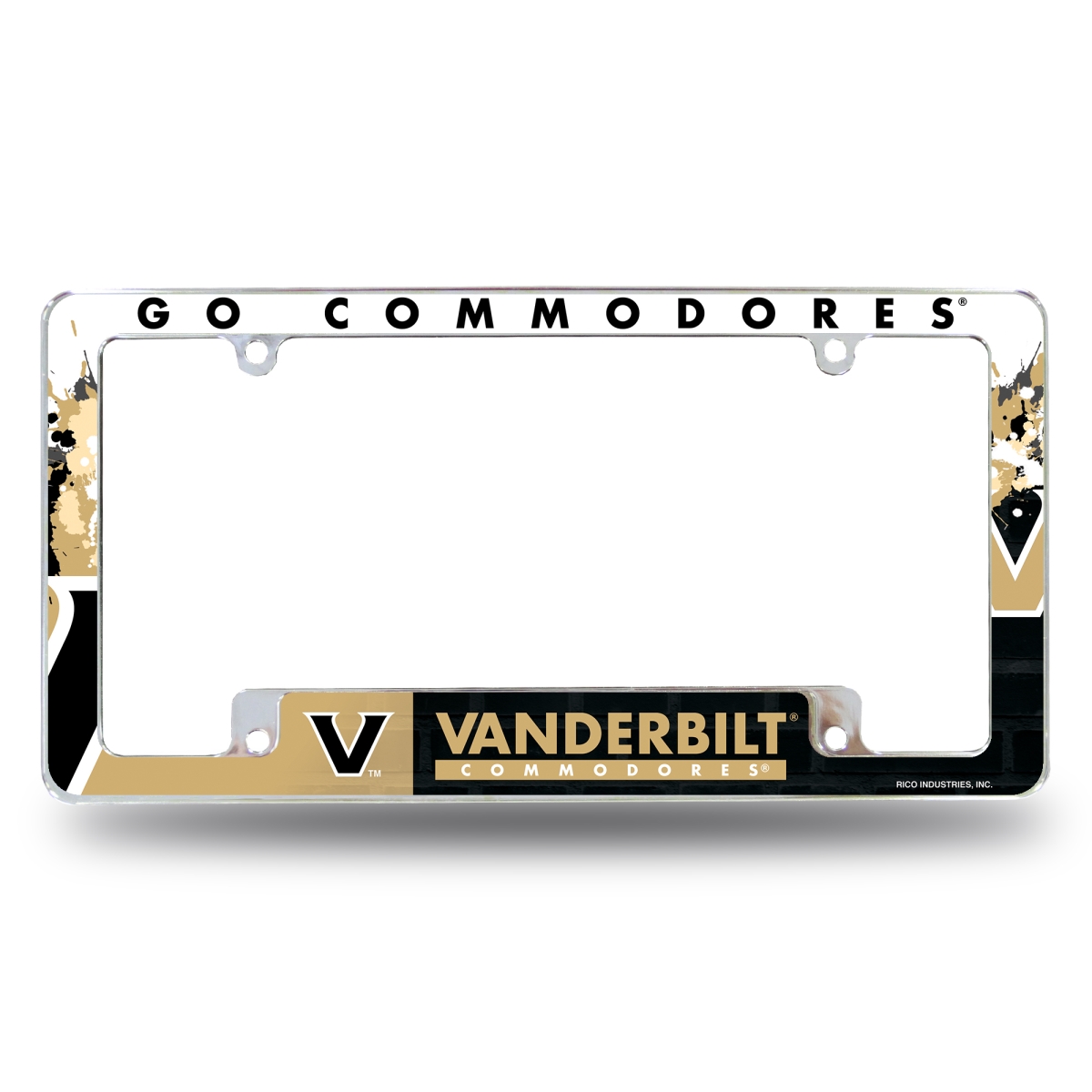 AFC180301B NCAA Vanderbilt Commodores Primary All Over Chrome License Plate Frame, 12 x 6 in.
