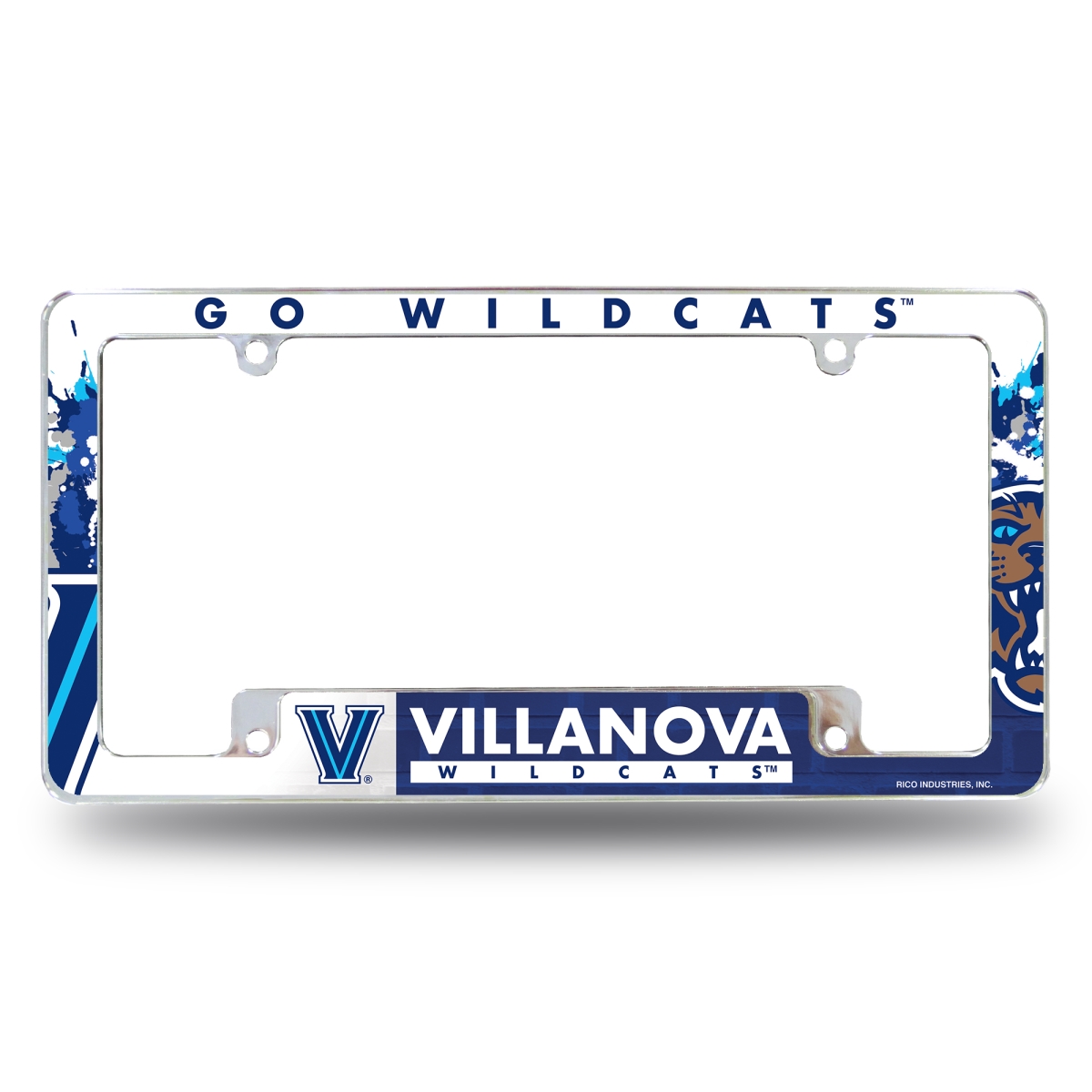 AFC211001B NCAA Villanova Wildcats Primary All Over Chrome License Plate Frame, 12 x 6 in.